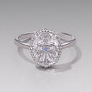 925 Sterling Silver Ring with Transparent Glass & Nano Opal, Width 0.18cm, Style E, for Women