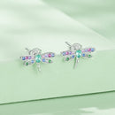 925 Sterling Silver Earrings with Pavé CZ and Transparent Glass