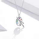 925 Sterling Silver Adjustable Pendant Necklace with CZ in Platinum Finish
