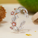 925 Sterling Silver Enamel Pavé Setting Ring for Women