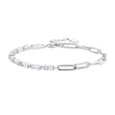 925 Sterling Silver Pavé Setting CZ Bracelet with Platinum Plating, Adjustable 14.5+3cm, for Women