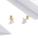 925 Sterling Silver Pavé CZ Gold Plated Earrings