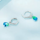 S925 Sterling Silver Oxidized Earrings with Transparent Glass & Main Stone for Women
