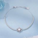 925 Sterling Silver Adjustable Bracelet with Pavé Setting CZ and White Gold Plating for Women