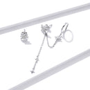 S925 Sterling Silver Earrings with CZ in Pavé Setting, 5.9cm Length, 1cm Size for Women