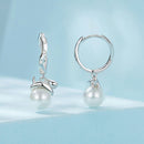 925 Sterling Silver Earrings with Quality Shell Pearl and CZ for Women
