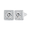 925 Sterling Silver Earrings with Pavé Setting CZ and Platinum Plating.