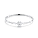 925 Sterling Silver White Gold Plated Bracelet 17.0 cm Inner Diameter 55mm for Women