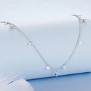 925 Sterling Silver Plated White Gold Pendant Necklace with CZ Charm for Women 38+6cm