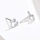 925 Sterling Silver Earrings for Women, 0.5-0.6cm, Bone and Dog Design, Platinum Plated