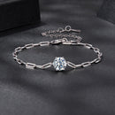 925 Sterling Silver Plated White Gold Moissanite Bracelet 15+6cm for Women
