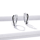 925 Sterling Silver Earrings 1.3*0.4cm with Pavé Setting CZ for Women