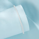 925 Sterling Silver White Gold Plated Shell Pearl Bracelet 16+6cm for Women