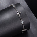 925 Sterling Silver White Gold Plated Bracelet with Moissanite, 15+6cm, for Women