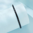 925 Sterling Silver Leather Rope Bracelet 17cm for Men