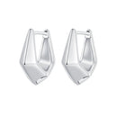 925 Sterling Silver White Gold Plated Earrings 14x6.5mm for Women