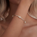 925 Sterling Silver Shell Pearl Stretchable Bracelet for Women