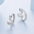 925 Sterling Silver Hoop Earrings with White Gold Plating and CZ Stones