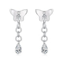 925 Sterling Silver & Brass Earrings with White Gold Plating, 2.0x0.8cm for Women