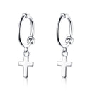 925 Sterling Silver Earrings Plated Platinum 1.9*0.5cm for Women