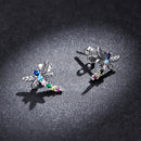 925 Sterling Silver Earrings with Pavé Setting CZ in Oxidized Silver