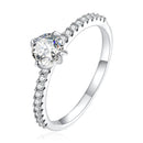 925 Sterling Silver Plated Platinum 0.60 Carat Zircon Ring Size 6 for Women