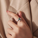 925 Sterling Silver Transparent Glass Ring for Women