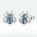 925 Sterling Silver Earrings with Pavé Setting CZ, Oxidized Silver, 0.7*0.8 cm for Women