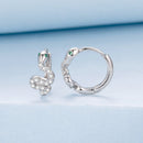 925 Sterling Silver Hoop Earrings with White Gold Plating and CZ Stones