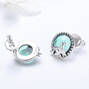 S925 Oxidized Silver Transparent Glass Earrings for Women