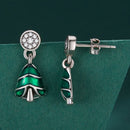 925 Sterling Silver Earrings with Enamel and Pavé Set CZ in Oxidized Silver