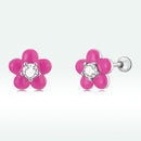 S925 Sterling Silver CZ Pavé Enamel Oxidized Earrings