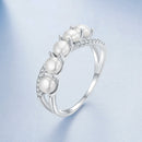 925 Sterling Silver White Gold Plated Freshwater Pearl Ring Size 6 for Women