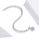 925 Sterling Silver Bracelet with Pavé Setting CZ and Platinum Plating, 17cm for Women
