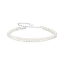 925 Sterling Silver White Gold Plated Shell Pearl Bracelet 16+6cm for Women