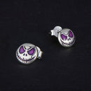 925 Sterling Silver Enamel Oxidized Earrings - 8mm for Women