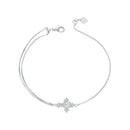 925 Sterling Silver White Gold Plated Bracelet with CZ Pendant 200mm for Women