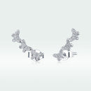 925 Sterling Silver Earrings - 1.4x0.5 cm - Platinum Plated for Women