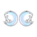 925 Sterling Silver Earrings with Transparent Glass, 13mm x 12mm for Women