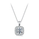 925 Sterling Silver Moissanite 1.4x1.0cm White Gold Plated Necklace 40+5cm for Women