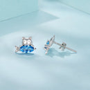 925 Sterling Silver 0.8cm White Gold Plated CZ Earrings for Women