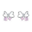 925 Sterling Silver Earrings with Pavé Setting CZ and Transparent Glass for Women