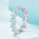925 Sterling Silver Enamel Process Plated Platinum Ring Size 6 for Women