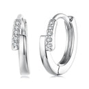 925 Sterling Silver Earrings with Pavé Setting CZ in White Gold for Women