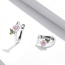 925 Sterling Silver Enamel Oxidized Silver Earrings for Women - 1.5x0.7cm