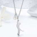 925 Sterling Silver 0.6 Carat Pearl Necklace for Women