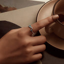 925 Sterling Silver Transparent Glass Ring for Women
