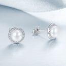 925 Sterling Silver Freshwater Pearl Earrings with CZ for Women