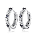 S925 Oxidized Silver Pavé CZ Earrings Size 14*2.5mm for Women