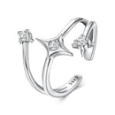 925 Sterling Silver Oxidized CZ Ring with Pavé Setting for Women